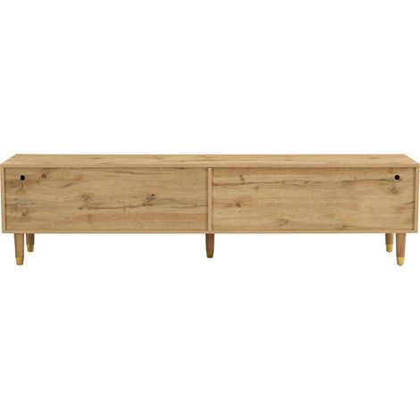 Console TV 178 cm, en bois clair minimaliste à quatre tiroirs, banc télévision bois clair en MDF, 4 tiroirs coulissants, meuble TV moderne pour salon et séjour (1/5)
