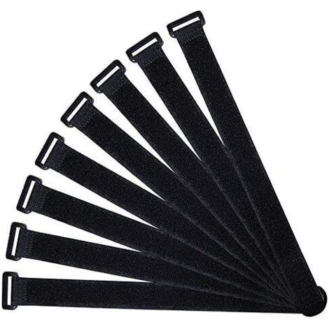 20 Pièces 40 X 2 cm Nylon Serre-Câbles, Sangles de Câbles Réutilisables, Attaches Câble Réglables à Crochet et Boucle (Noir) - (1/5)