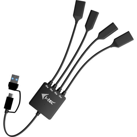 i-tec USB-C/USB-A Cable HUB 4 port (2x USB-C, 2x USB-A) USB 3.2 Gen 1 (3.1 Gen 1) Type-A + Type-C 5000 Mbit/s Schwarz (1/5)
