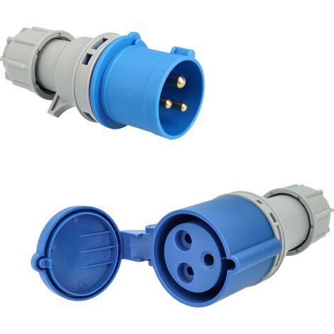 Jandei, Connecteur d'alimentation, prise industrielle 2P+T 6H 200-250 Vac IP44 (Antenne Mâle 16A + Antenne Femelle 16A) (1/5)