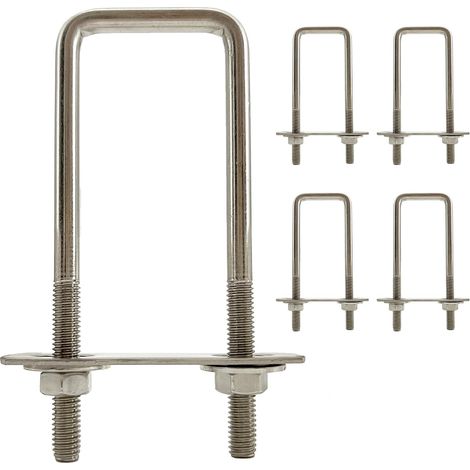Boulons En U 30 mm x 95 mm 5Pcs M6 U-Bolt Diamètre intérieur 30 mm, Boulon De U Carré En 304 Acier Inoxydable Avec Écrou Plaques Rondelle, Boulons De Serrage Pour Fixation Tuyaus (M6-30x95mm) (1/5)