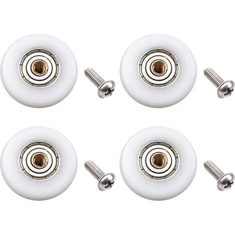 Lot de 4 roulettes de porte de douche – Roues en cuivre et POM – Diamètre 23mm – Fixation par vis M4 – Pour portes de 4 à 6mm d'épaisseur (1/5)