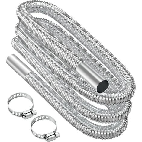Auspuffrohr, 300 cm langes, tragbares, flexibles Edelstahl-Auspuffrohr mit 2 Edelstahlklemmen, Auto-Auspuffrohr (25 mm) für Dieselheizung