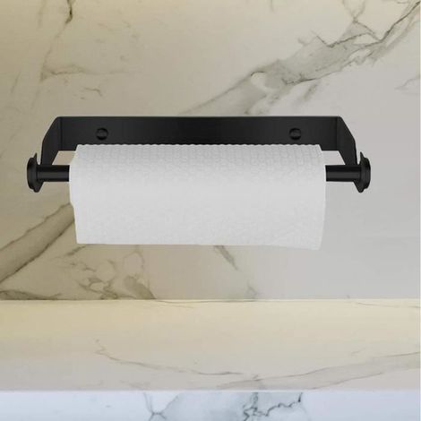 Porte-Rouleau de Cuisine sans perçage Porte Essuie Tout Acier Inoxydable , Porte Sopalin Mural Facile Support Sopalin (Noir) (1/4)