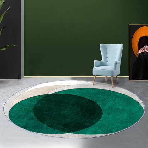 VURAHOME - Tapis Style Contemporain 120 x 120 cm Antiderapantes Hauteur de fil 6 mm Vert (1/5)