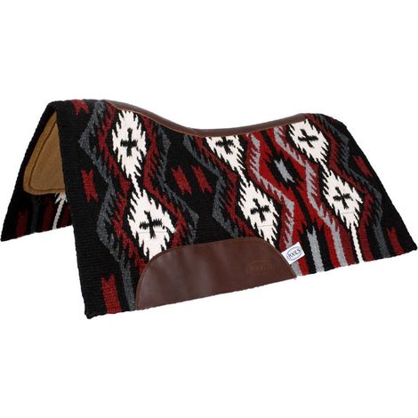 Noir, gris et rouge - Tapis de selle western en feutre de laine NEW ZELAND modèle 34X36"