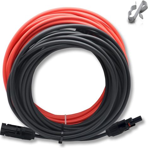 Rallonge de Câble Solaire Photovoltaïque 4 mm² 1/3/5/10/15/20 m - Câble de Connexion Avec Fiche étanche IP68, Classe de Tension 1500 V (4 mm²/20 m) (1/5)