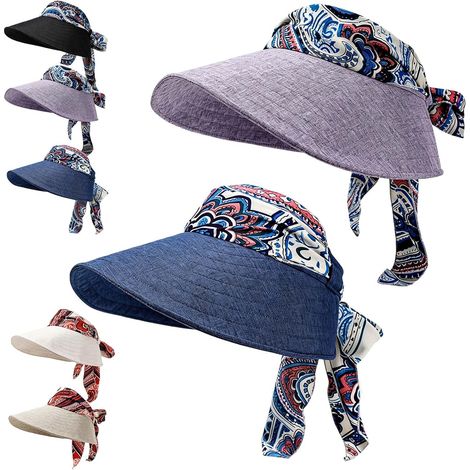 Écharpe intégrée une pièce, chapeau à visière accentuée, bandeau léger de protection solaire, accessoire quotidien élégant pour les femmes de tous âges (1/5)