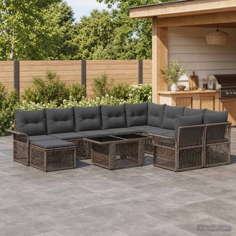 Set Divano da Giardino 11 pz Grigio e Grigio Scuro polyrattan vidaXL (1/5)
