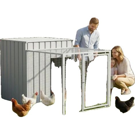 Jaula para aves de corral, construcción de hierro galvanizado, diseño espacioso, GRIS (1/2)