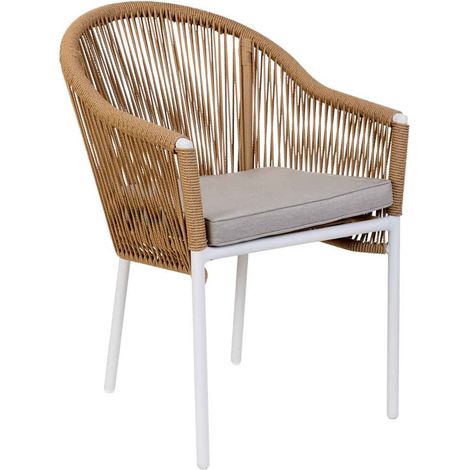 Silla de ratan sintético beige 57x63x84.5 (1/5)