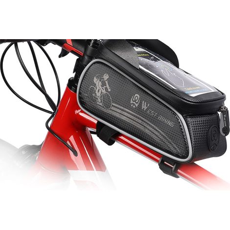 Support de téléphone de vélo étanche, sac de cadre avec housse de pluie étanche, sac de vélo VTT de grande capacité, support de téléphone de vélo à écran tactile, pour smartphones jusqu'à 6,5 pouces 1 (1/2)