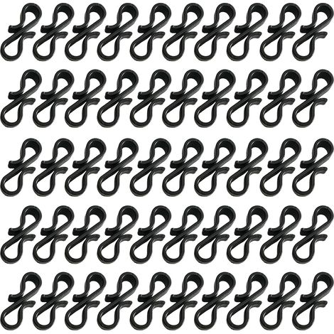 Lot de 50 mini crochets de gouttière en plastique noir en forme de S pour décorations extérieures (1/5)