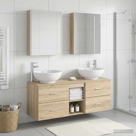 vidaXL Bathroom Furniture Set 5 pcs Sonoma Oak (1/5)