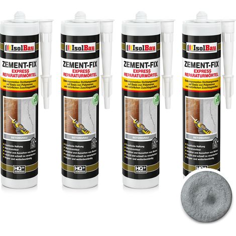 IsolBau Zement-Fix Betongrauer Reparatur- und Versiegelungsmörtel 4 x 300 ml (1/5)
