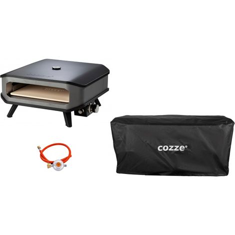 Forno per Pizza a Gas 17' Fino a 450° 42,5x42,5 cm con Pietra Refrattaria e Copertura (1/5)