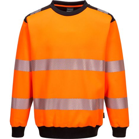 Sweatshirt mit Rundhalsausschnitt Pw3 Hochsichtbarkeit Farbe: Orange/Schwarz Größe XL - Portwest