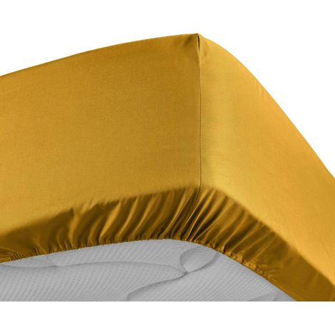 Drap Housse Percale - Bonnet 30 Cm - 200x180cm - jaune