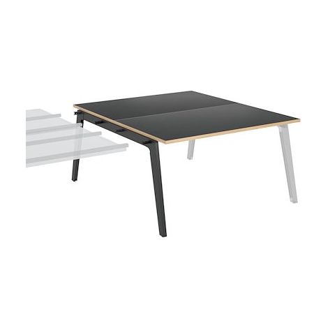 Pôle de 2 bureaux suivants + goulotte L 140 cm carbone piètement carbone - Exprim - Maxiburo