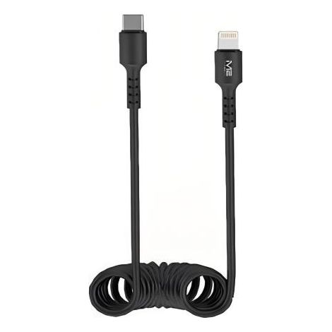 Câble USB-C vers Lightning M2 TEC QH-C110, charge rapide 2,4 A, 1 m, enrouleur - Noir (1/2)