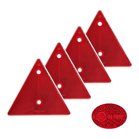 4 x Red Triangle Plastic Reflector Screw Installation for Car, Truck, Caravan, Van Trailer (1/4)