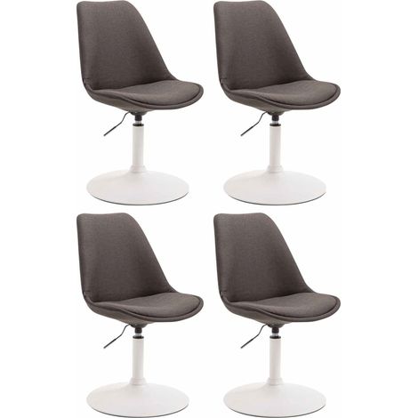 Lot de 4 chaises de salle à manger pivotante hauteur réglable en tissu gris foncé et pied trompette en métal blanc 100008450 (1/5)