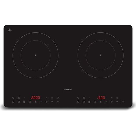 Induktionskochplatte doppelt - Medion - 2 Kochzonen - Ø 24 cm - MD 100091 - Vollverglaste Oberfläche - 8 Programme - 3500 W (1/4)