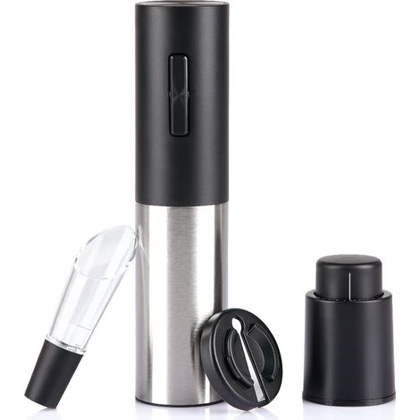 Coffret tire-bouchon électrique, tire-bouchon rechargeable, coffret cadeau tire-bouchon, tire-bouchon automatique, tire-bouchon électronique, noir et argent (1/5)