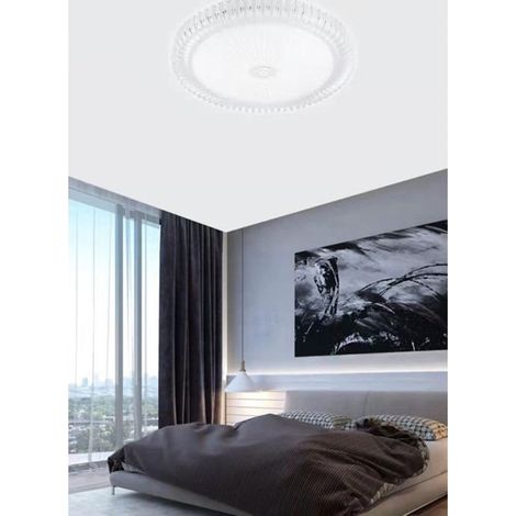 TRADE SHOP - Plafoniera A Soffitto 45w Design Cristallo Rigato Luce Fredda Naturale Fst-40a25114 - -Bianco Naturale - (1/3)