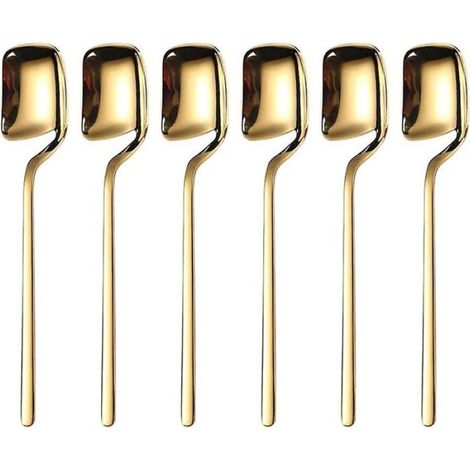 6 Cuillère à café,Acier inoxydable,Résistant à la corrosion,Lavable au lave-vaisselle,Pour café et desserts (1/5)