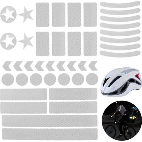 Confezione da 42 Catarifrangenti per Biciclette, Adesivi Riflettenti, Nastro Adesivo, Pellicola Riflettente, Adesivi Luminosi per Caschi da Bicicletta, Motociclette, Borse da Scuola, Zaini, Cerchioni (1/5)
