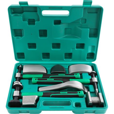 Kit de réparation de bosses 9 pièces, jeu de marteaux et cales pour ailes, kit d'outils de carrosserie automobile avec coffret à outils (1/5)