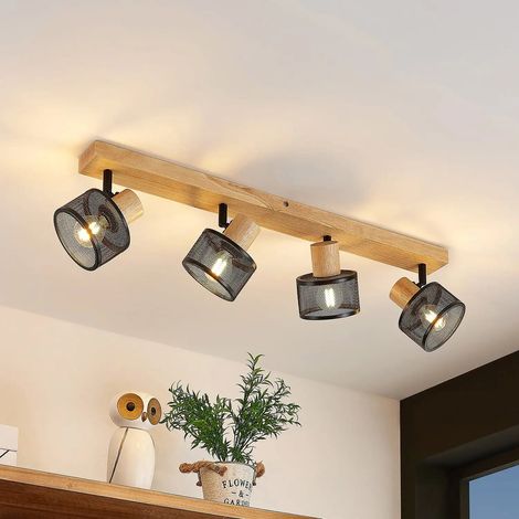 [GEBRAUCHT] B-Ware Lindby Evinora Deckenstrahler Deckenlampe Deko Deckenlicht E14 Aus Holz 4 Flg