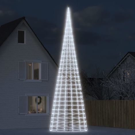 Sapin de Noël à LED sur mât de drapeau-Décoration de Fête pour Noël 3000 LED blanc 800 cm 522732 (1/5)