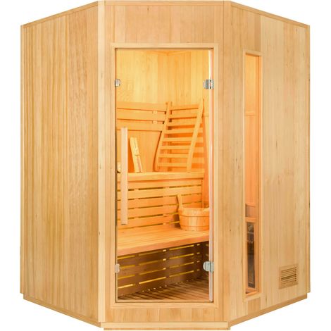 Sauna Finlandese ad Infrarossi 3/4 Posti 150x150 cm H200 in Legno di Abete Zen 3C (1/5)