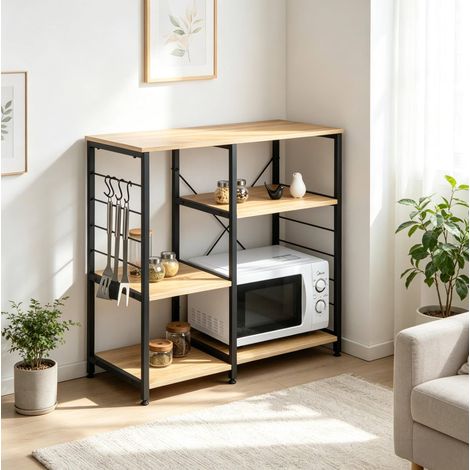 MEUBLIV Estantería de cocina 90x40x83,5 cm acabado madera clara con 5 niveles (1/4)