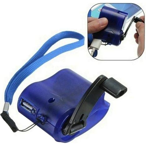 Groupe électrogène Interface USB chargeur à manivelle bleu (1/4)