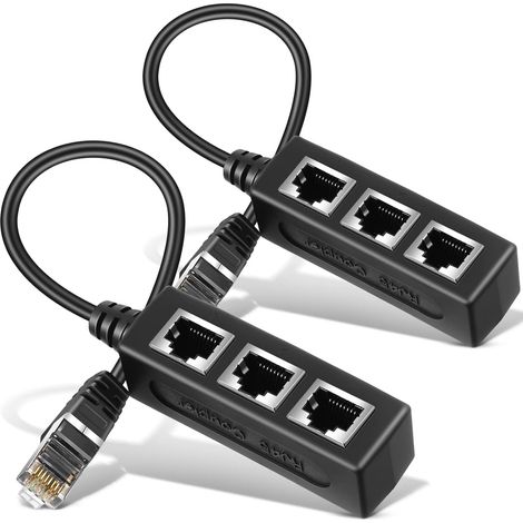 Cavo di prolunga Ethernet RJ45 LAN Splitter Adattatore di rete Ethernet Splitter da 1 maschio a 3 femmine 2 pezzi Accoppiatore Ethernet, Presa connettore per cavo di prolunga di rete LAN (1/5)