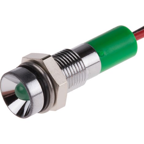 Voyant LED lumineux Vert RS PRO, dia. 6mm, 24V c.c., taille de la lampe 3 mm, IP67 ( Prix pour 1 ) (1/2)