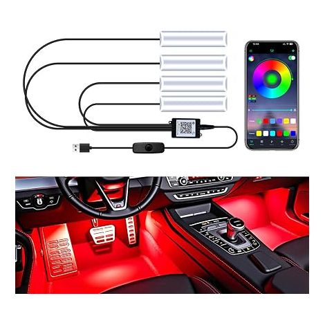 Bande LED Voiture RGB USB 5V Bluetooth Éclairage Intérieur Auto (1/5)