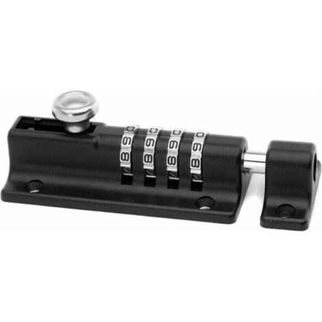 Loquet de Verrouillage à Combinaison Verrou à Combinaison à 4 Chiffres Verrou de Porte à Code Mécanique Serrure Sans Clé Glissière Verrou de Porte Inviolable pour Armoire Jardin (1/4)