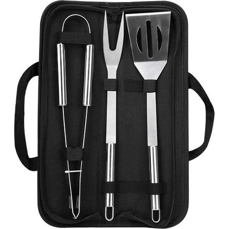 Accessoires Pour Barbecue - Ensemble De 3 Pièces En Acier Inoxydable - Pour Grillades Extérieures Et Pique-Niques - 1 × Spatule 32 cm 1 × Fourchette 30 cm 1 × Pince 31 cm (1/3)