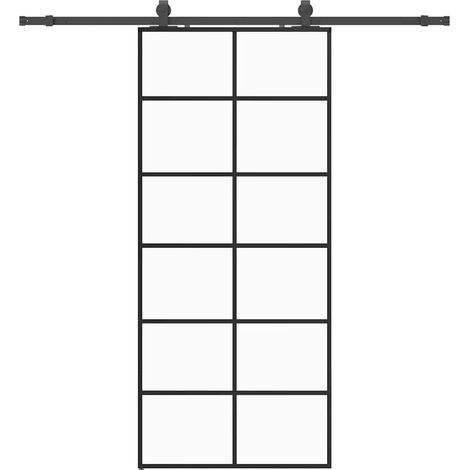Maison Exclusive - Schiebetür mit Beschlag Schwarz 90x205 cm ESG-