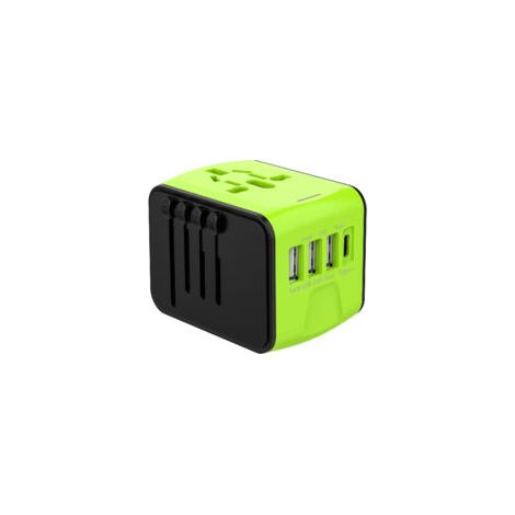 Crezuo Universal-Reiseadapter mit 3 USB- und 1 USB-C-Anschluss, 1500 W, Frankreich-Stecker für USA, Kanada, Großbritannien, EU, Australien, China und Japan