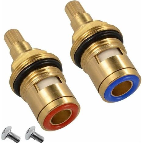 2 Pièces Cartouche de Rechange pour Robinet en Céramique 20 Crans Universelles de Rechange pour Robinet en Laiton avec Vis Rechange pour Robinet Cuisine Maison Salle de Bain Pièces de Robinet (1/4)