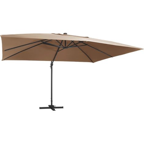 Ampelschirm mit LED-Beleuchtung Alu-Mast 400x300 cm Taupe