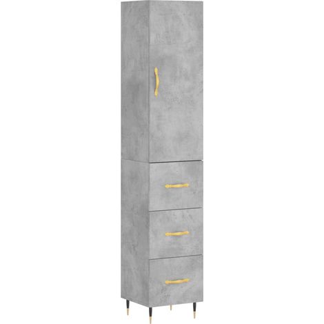 Maison Exclusive - Buffet haut Gris béton 34,5x34x180 cm Bois d'ingénierie (1/5)