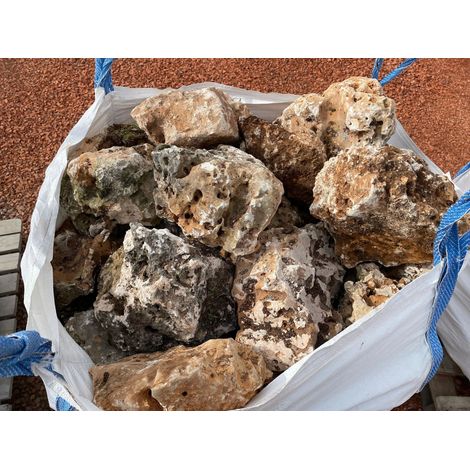 Rocalla Roca con agujeros - Jaula 1 m³ - 100-500 mm