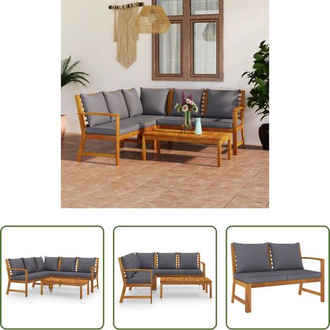 Gartenbank -  4-tlg. Garten-Lounge-Set mit Auflagen Massivholz Akazie (1/5)