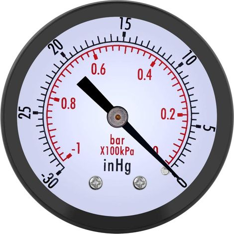 Manometro per vuoto 0-30 inHg / 0-1 bar – 50 mm – 1/4" BSPT – alta precisione – acqua / diesel / aria